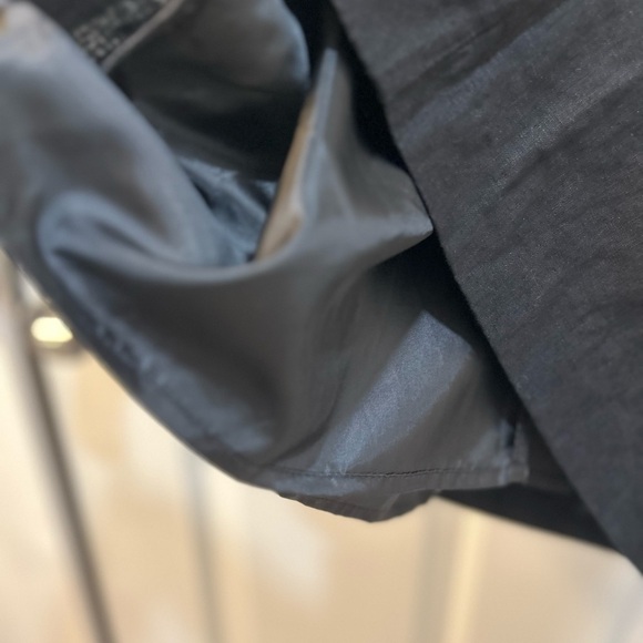 Women's 100% Linen Little Black Dress Sleeveless Ruffle V-Neck LBD Zip Back Sz 8 - Picture 6 of 8